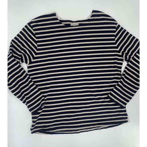 J. Crew Sweaters - J Crew Tunic Women Large 100% Cotton Knit Goods Blue Beige Striped Long Sleeve